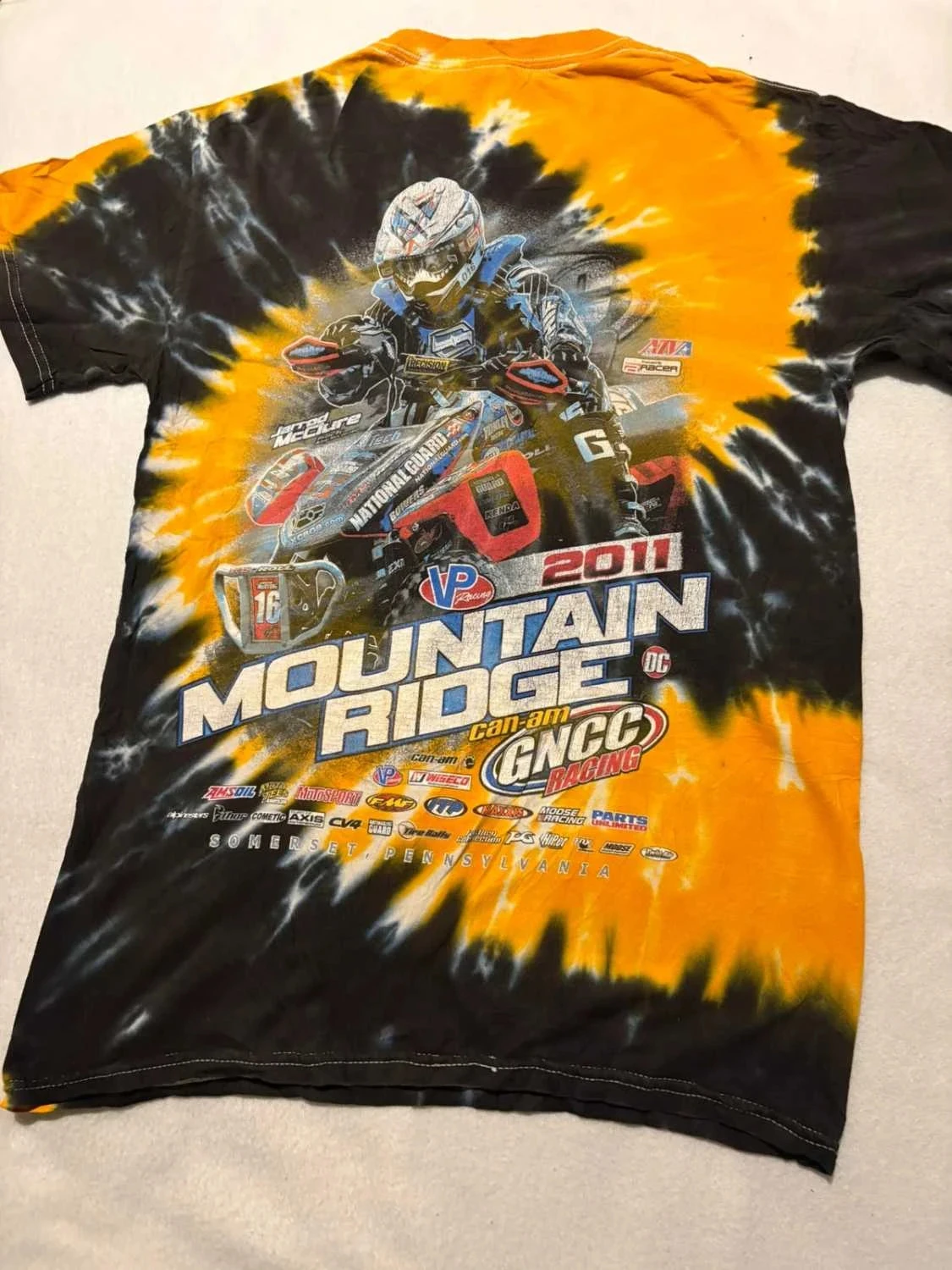 T-shirt tie-dye preto amarelo Mountain Ridge 2011 GNCC Racing quad motorsport vintage – photo 3